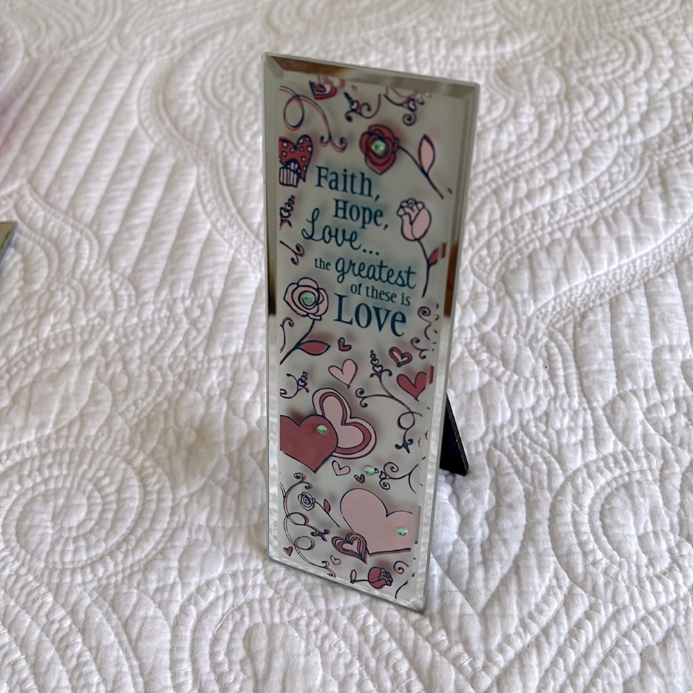 Faith, love, hope vertical plaque